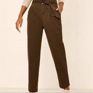 LOFT Dark Brown Tie-Waist Trousers